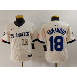 Youth Los Angeles Dodgers 18 Yoshinobu Yamamoto Cream Stitched Baseball Jersey 5