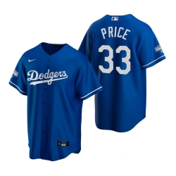 Youth Los Angeles Dodgers 33 David Price Royal 2020 World Series Champions Replica Jersey