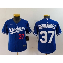 Youth Los Angeles Dodgers 37 Teoscar Hernandez Blue Stitched Baseball Jersey 1