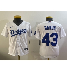 Youth Los Angeles Dodgers 43 Anthony Banda White Cool Base Stitched Baseball Jersey