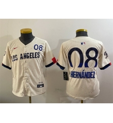 Youth Los Angeles Dodgers 8 Enrique Hernandez Cream 2024 City Connect Limited Stitched Baseball Jersey