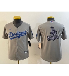 Youth Los Angeles Dodgers Grey Team Big Logo Stitched Jersey