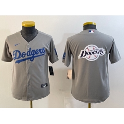 Youth Los Angeles Dodgers Grey Team Big Logo Stitched Jerseys