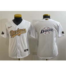 Youth Los Angeles Dodgers White Gold Team Big Logo Stitched Baseball Jersey