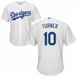 Youth Majestic Los Angeles Dodgers 10 Justin Turner Authentic White Home Cool Base MLB Jersey