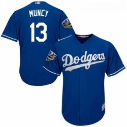 Youth Majestic Los Angeles Dodgers 13 Max Muncy Authentic Royal Blue Alternate Cool Base 2018 World Series MLB Jersey 