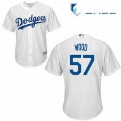 Youth Majestic Los Angeles Dodgers 57 Alex Wood Authentic White Home Cool Base MLB Jersey 