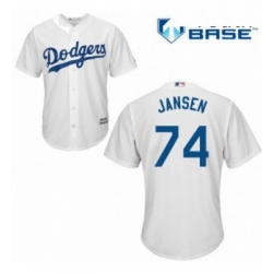 Youth Majestic Los Angeles Dodgers 74 Kenley Jansen Authentic White Home Cool Base MLB Jersey