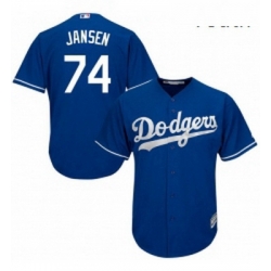 Youth Majestic Los Angeles Dodgers 74 Kenley Jansen Replica Royal Blue Alternate Cool Base MLB Jersey