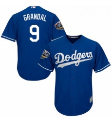 Youth Majestic Los Angeles Dodgers 9 Yasmani Grandal Authentic Royal Blue Alternate Cool Base 2018 World Series MLB Jersey