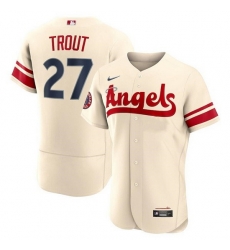 Men Los Angeles Angels 27 Mike Trout 2022 Cream City Connect Flex Base Stitched Jersey