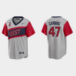 Men Los Angeles Angels 47 Griffin Canning Men Nike Gray 2021 Little League Classic Game MLB Jersey