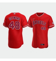 Men Los Angeles Angels 48 Reid Detmers Red Flex Base Stitched Jerse