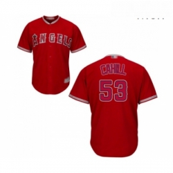 Mens Los Angeles Angels of Anaheim 53 Trevor Cahill Replica Red Alternate Cool Base Baseball Jersey 