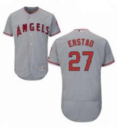 Mens Majestic Los Angeles Angels of Anaheim 27 Darin Erstad Grey Flexbase Authentic Collection MLB Jersey