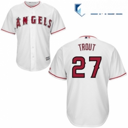 Mens Majestic Los Angeles Angels of Anaheim 27 Mike Trout Replica White Home Cool Base MLB Jersey