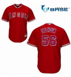 Mens Majestic Los Angeles Angels of Anaheim 56 Kole Calhoun Replica Red Alternate Cool Base MLB Jersey