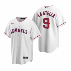 Mens Nike Los Angeles Angels 9 Tommy La Stella White Home Stitched Baseball Jersey