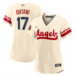 Women Los Angeles Angels 17 Shohei Ohtani 2022 Cream City Connect Stitched Baseball Jersey 28Run Small 2