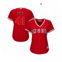 Womens Los Angeles Angels of Anaheim 41 Justin Bour Replica Red Alternate Baseball Jersey 