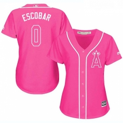 Womens Majestic Los Angeles Angels of Anaheim 0 Yunel Escobar Replica Pink Fashion MLB Jersey 