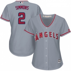 Womens Majestic Los Angeles Angels of Anaheim 2 Andrelton Simmons Authentic Grey Road Cool Base MLB Jersey