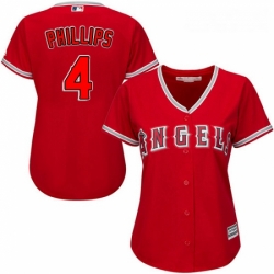 Womens Majestic Los Angeles Angels of Anaheim 4 Brandon Phillips Replica Red Alternate MLB Jersey 