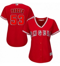 Womens Majestic Los Angeles Angels of Anaheim 53 Blake Parker Authentic Red Alternate MLB Jersey 