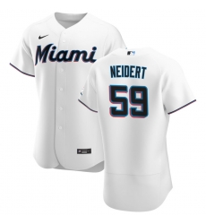 Men Miami Marlins 59 Nick Neidert Men Nike White Home 2020 Flex Base Player MLB Jersey