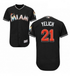 Mens Majestic Miami Marlins 21 Christian Yelich Black Alternate Flex Base Authentic Collection MLB Jersey