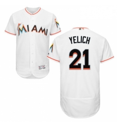 Mens Majestic Miami Marlins 21 Christian Yelich White Home Flex Base Authentic Collection MLB Jersey