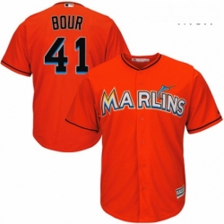 Mens Majestic Miami Marlins 41 Justin Bour Replica Orange Alternate 1 Cool Base MLB Jersey 