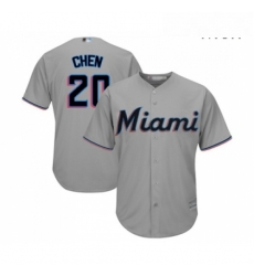 Mens Miami Marlins 20 Wei Yin Chen Replica Grey Road Cool Base Baseball Jersey