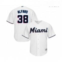 Mens Miami Marlins 38 Jorge Alfaro Replica White Home Cool Base Baseball Jersey 