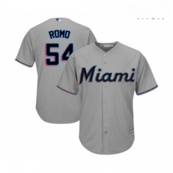 Mens Miami Marlins 54 Sergio Romo Replica Grey Road Cool Base Baseball Jersey 