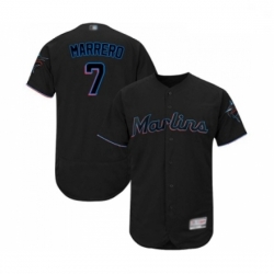 Mens Miami Marlins 7 Deven Marrero Black Alternate Flex Base Authentic Collection Baseball Jersey