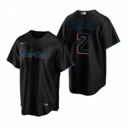 Mens Nike Miami Marlins 2 Jonathan Villar Black Alternate Stitched Baseball Jersey