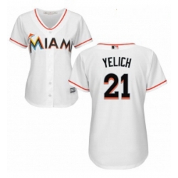 Womens Majestic Miami Marlins 21 Christian Yelich Authentic White Home Cool Base MLB Jersey