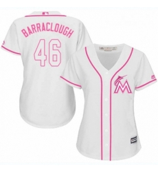 Womens Majestic Miami Marlins 46 Kyle Barraclough Replica White Fashion Cool Base MLB Jersey 