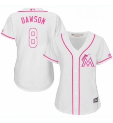 Womens Majestic Miami Marlins 8 Andre Dawson Replica White Fashion Cool Base MLB Jersey