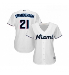 Womens Miami Marlins 21 Curtis Granderson Replica White Home Cool Base Baseball Jersey 