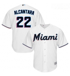 Marlins #22 Sandy Alcantara White Cool Base Stitched Youth Baseball Jersey