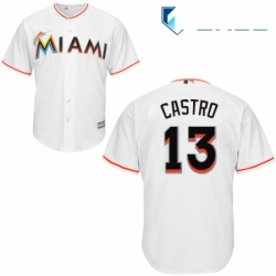 Youth Majestic Miami Marlins 13 Starlin Castro Replica White Home Cool Base MLB Jersey 