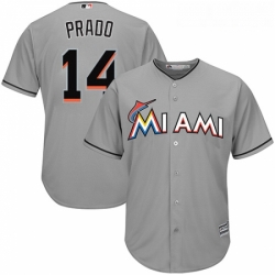 Youth Majestic Miami Marlins 14 Martin Prado Authentic Grey Road Cool Base MLB Jersey