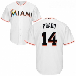 Youth Majestic Miami Marlins 14 Martin Prado Replica White Home Cool Base MLB Jersey