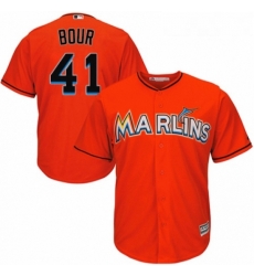 Youth Majestic Miami Marlins 41 Justin Bour Replica Orange Alternate 1 Cool Base MLB Jersey 