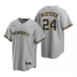 Men Milwaukee Brewers 24 Andrew McCutchen Grey Cool Base Stitched Jerse