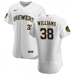 Men Milwaukee Brewers 38 Devin Williams Men Nike White Home 2020 Flex Base Player MLB Jersey