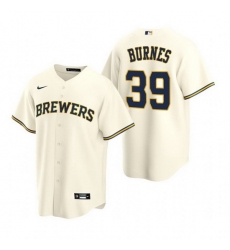 Men Milwaukee Brewers 39 Corbin Burnes Cream Cool Base Stitched jersey