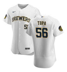 Men Milwaukee Brewers 56 Justin Topa Men Nike White Home 2020 Flex Base Player MLB Jersey